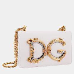 Dolce & Gabbana White Leather DG Girls Shoulder Bag