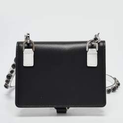 Dolce & Gabbana Black Leather Crystal Embellished Flap Crossbody Bag