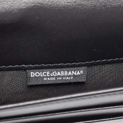 Dolce & Gabbana Black Leather Crystal Embellished Flap Crossbody Bag