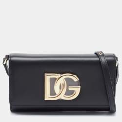 Pre Owned Dolce & Gabbana Black Leather DG Millennials Crossbody Bag