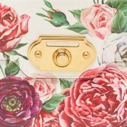 Pre Owned Dolce & Gabbana Pink Leather Floral Print Welcome Top Handle Bag