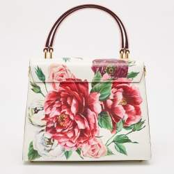 Pre Owned Dolce & Gabbana Pink Leather Floral Print Welcome Top Handle Bag