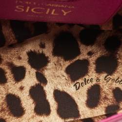 Pre Owned Dolce & Gabbana Pink Leather Medium Oops Patch Miss Sicily Top Handle Bag
