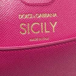 Pre Owned Dolce & Gabbana Pink Leather Medium Oops Patch Miss Sicily Top Handle Bag