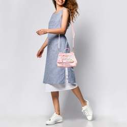Pre Owned Dolce & Gabbana Pink Leather Small Graffiti Miss Sicily Top Handle Bag