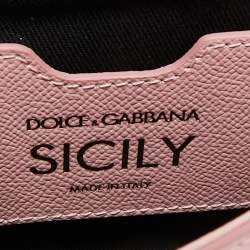 Pre Owned Dolce & Gabbana Pink Leather Small Graffiti Miss Sicily Top Handle Bag