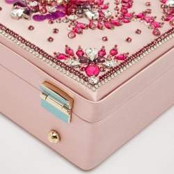 Dolce & Gabbana Pink Satin and Leather Crystals Embellished Dolce Box Bag 