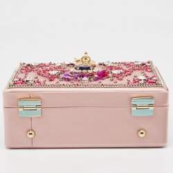 Dolce & Gabbana Pink Satin and Leather Crystals Embellished Dolce Box Bag 