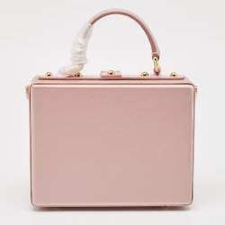 Dolce & Gabbana Pink Satin and Leather Crystals Embellished Dolce Box Bag 