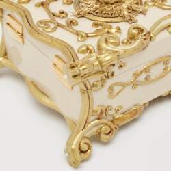 Dolce & Gabbana Gold Acrylic and Leather Baroque Dolce Box Top Handle Bag