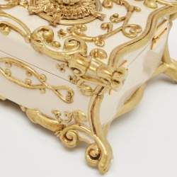 Dolce & Gabbana Gold Acrylic and Leather Baroque Dolce Box Top Handle Bag