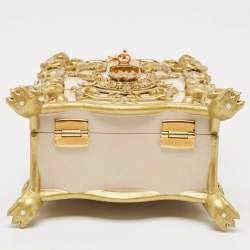 Dolce & Gabbana Gold Acrylic and Leather Baroque Dolce Box Top Handle Bag