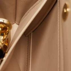 Dolce & Gabbana Gold/White Acrylic and Snakeskin Castle Dolce Box Top Handle Bag