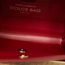 Dolce & Gabbana Gold/Black Acrylic and Fabric Embellished Dolce Box Top Handle Bag