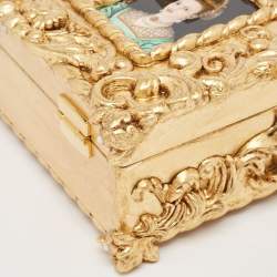 Dolce & Gabbana Gold Acrylic and Leather Regine Dolce Box Top Handle Bag