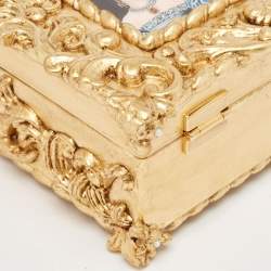 Dolce & Gabbana Gold Acrylic and Leather Regine Dolce Box Top Handle Bag
