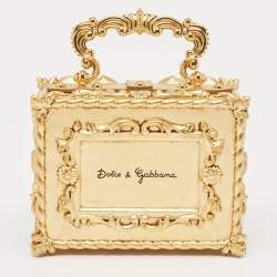 Dolce & Gabbana Gold Acrylic and Leather Regine Dolce Box Top Handle Bag