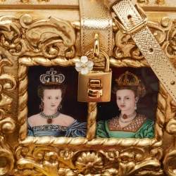 Dolce & Gabbana Gold Acrylic and Leather Regine Dolce Box Top Handle Bag
