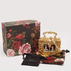 Dolce & Gabbana Gold Acrylic and Leather Regine Dolce Box Top Handle Bag