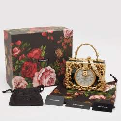 Dolce & Gabbana Gold/Green Acrylic and Leather Orologio Barocco Dolce Box Bag