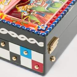 Dolce & Gabbana Multicolor Wood and Lizard Embossed Leather Teatro Lei Pupi Dolce Dolce Box Bag