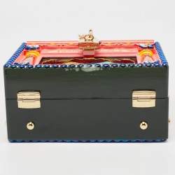 Dolce & Gabbana Multicolor Wood and Lizard Embossed Leather Teatro Lei Pupi Dolce Dolce Box Bag