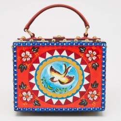 Dolce & Gabbana Multicolor Wood and Lizard Embossed Leather Teatro Lei Pupi Dolce Dolce Box Bag