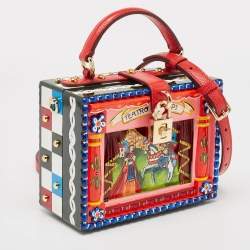 Dolce & Gabbana Multicolor Wood and Lizard Embossed Leather Teatro Lei Pupi Dolce Dolce Box Bag