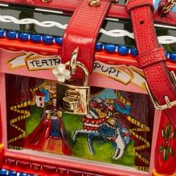 Dolce & Gabbana Multicolor Wood and Lizard Embossed Leather Teatro Lei Pupi Dolce Dolce Box Bag