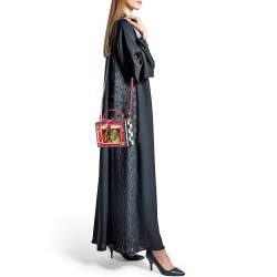Dolce & Gabbana Multicolor Wood and Lizard Embossed Leather Teatro Lei Pupi Dolce Dolce Box Bag