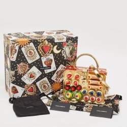 Pre Owned Dolce & Gabbana Red/Gold Acrylic and Patent Leather Dessert Embellished Dolce Box Bag