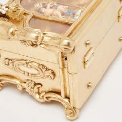 Dolce & Gabbana Gold Wood Angel Cherub Box Top Handle Bag