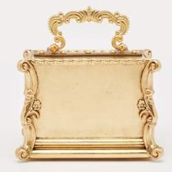 Dolce & Gabbana Gold Wood Angel Cherub Box Top Handle Bag