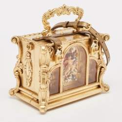 Dolce & Gabbana Gold Wood Angel Cherub Box Top Handle Bag