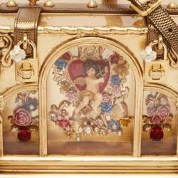 Dolce & Gabbana Gold Wood Angel Cherub Box Top Handle Bag