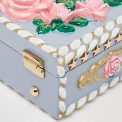 Pre Owned Dolce & Gabbana Multicolor Leather and Snakeskin Floral Dolce Box Top Handle Bag 