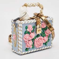 Pre Owned Dolce & Gabbana Multicolor Leather and Snakeskin Floral Dolce Box Top Handle Bag 