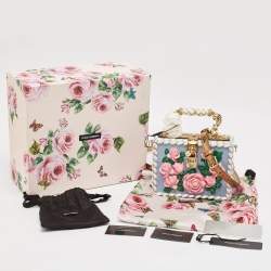 Pre Owned Dolce & Gabbana Multicolor Leather and Snakeskin Floral Dolce Box Top Handle Bag 