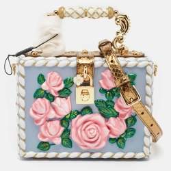 Pre Owned Dolce & Gabbana Multicolor Leather and Snakeskin Floral Dolce Box Top Handle Bag 