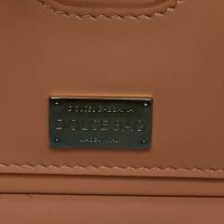 Dolce & Gabbana Beige Satin and Leather Crystal Embellished Rosaria Box Top Handle Bag