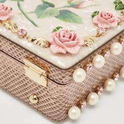 Pre Owned Dolce & Gabbana Pink Acrylic and Snakeskin Embellished Mother of Pearl Dolce Box Bag