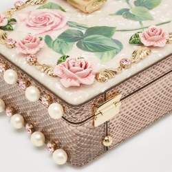 Pre Owned Dolce & Gabbana Pink Acrylic and Snakeskin Embellished Mother of Pearl Dolce Box Bag