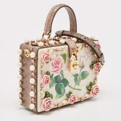 Pre Owned Dolce & Gabbana Pink Acrylic and Snakeskin Embellished Mother of Pearl Dolce Box Bag