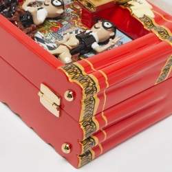 Dolce & Gabbana Red/Gold Acrylic and Leather Fashion House Dolce Box Top Handle Bag