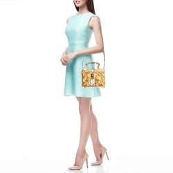 Dolce & Gabbana Gold Barocco Wood Clock Dolce Box Top Handle Bag