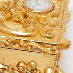 Dolce & Gabbana Gold Barocco Wood Clock Dolce Box Top Handle Bag