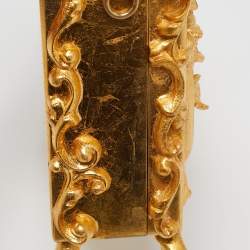 Dolce & Gabbana Gold Barocco Wood Clock Dolce Box Top Handle Bag