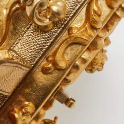 Dolce & Gabbana Gold Barocco Wood Clock Dolce Box Top Handle Bag