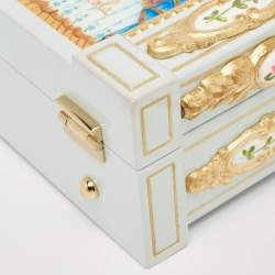 Dolce & Gabbana Gold Acrylic, Wood and Snakeskin Cinderella Dolce Box Top Handle Bag