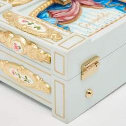 Dolce & Gabbana Gold Acrylic, Wood and Snakeskin Cinderella Dolce Box Top Handle Bag